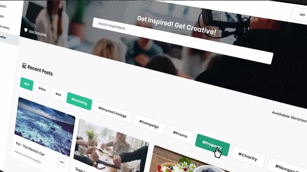 Shootsta platform dashboard showing video project management workflow with brief, edit, review, and publish stages